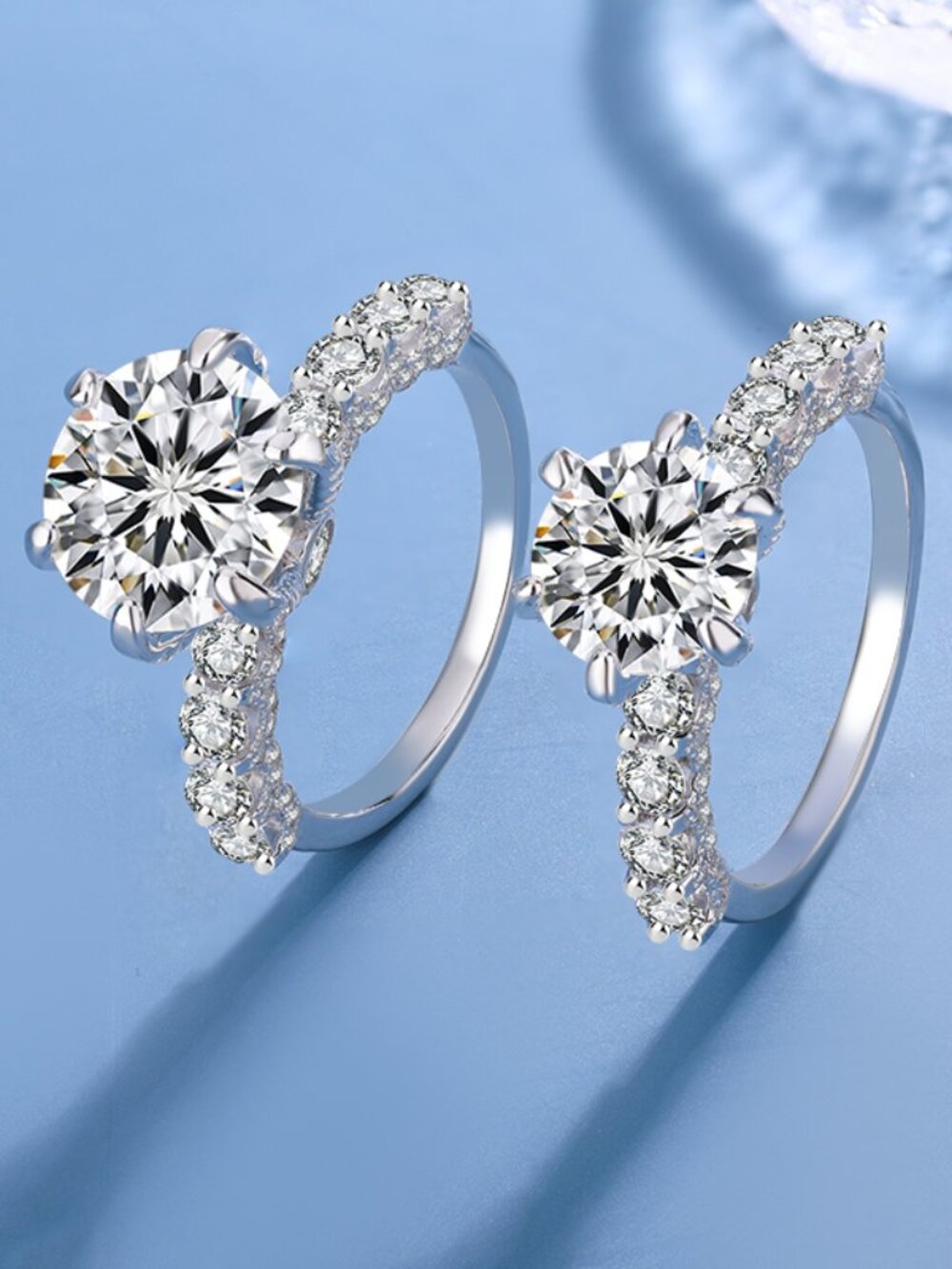 Size 7 925 Sterling Silver Round Moissanite Ring GRA Certified MR021